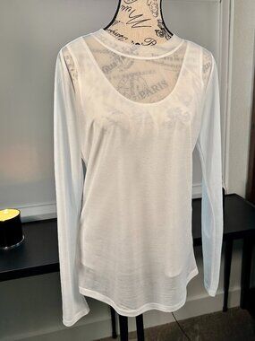 NWT Reformation Seline Knit Top Ivory L Deadstock Sheer Lightweight Long Sleeve